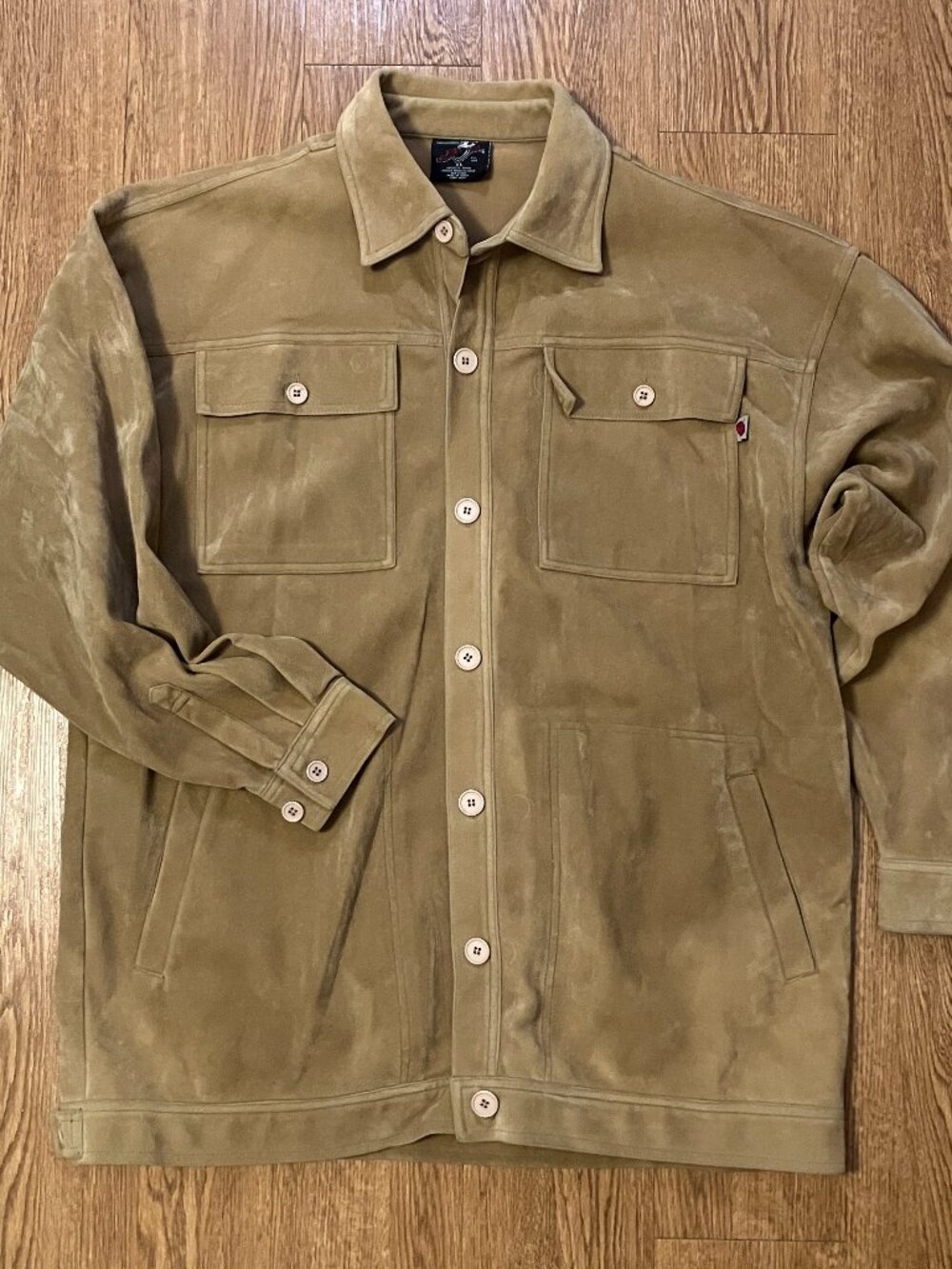 Vintage 90s Buda Bean Brooklyn Breed Faux Suede Jacket Mens XL Baggy Hip Hop